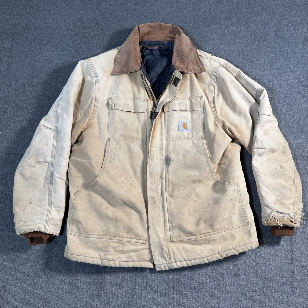 Vintage Carhartt Jacket Men's Size XL Arctic Quilt Lined Distressed Duck Canvas